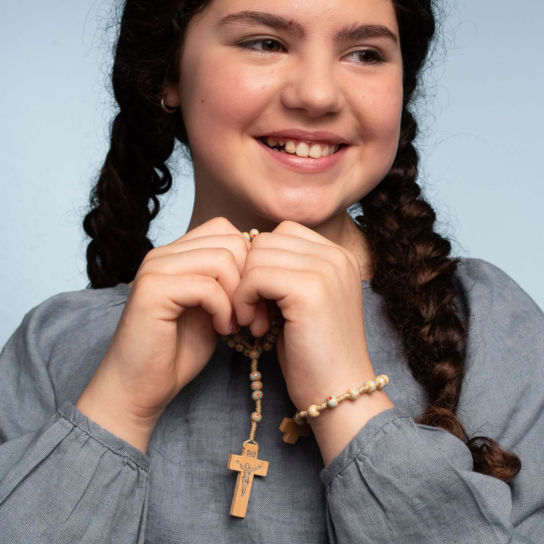 CHILDREN'S ROSARY BRACELET - WOOD - NATURAL - Image 3