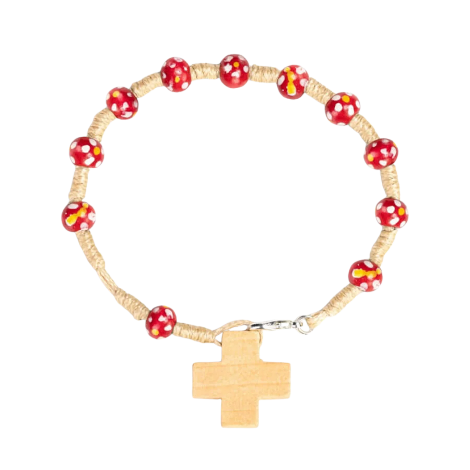CHILDREN'S ROSARY BRACELET - WOOD - RED