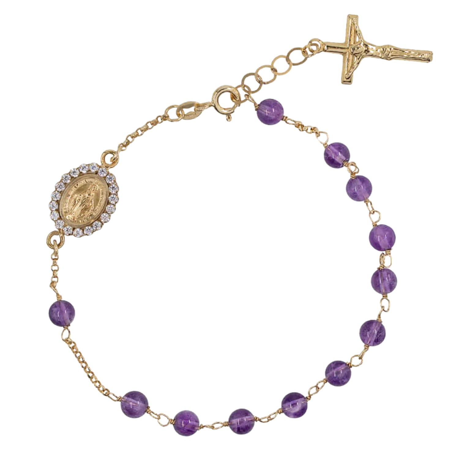 ROSARY BRACELET - GOLD AND AMETHYST