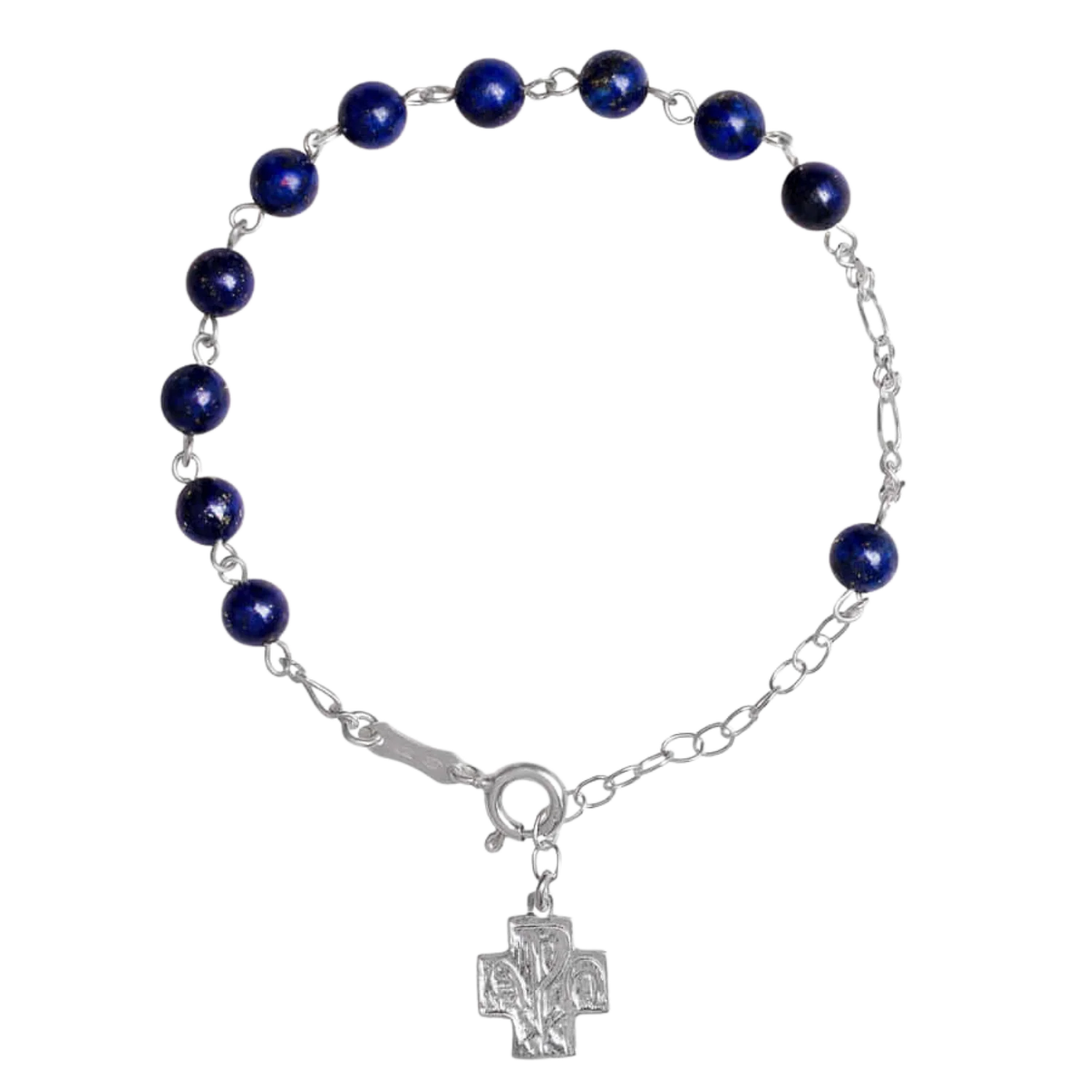 ROSARY BRACELET LAPIS LAZULI - SILVER