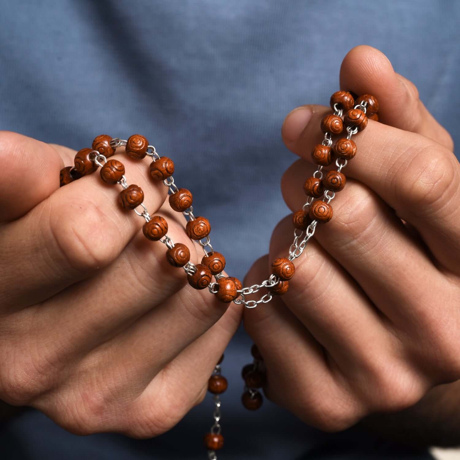 ROSEWOOD BEADS ROSARY - SILVER - Image 2