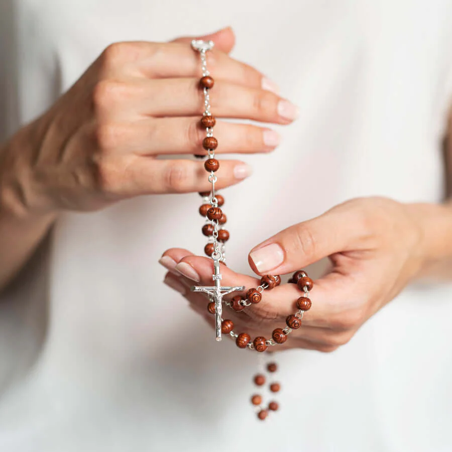 ROSEWOOD BEADS ROSARY - SILVER - Image 3