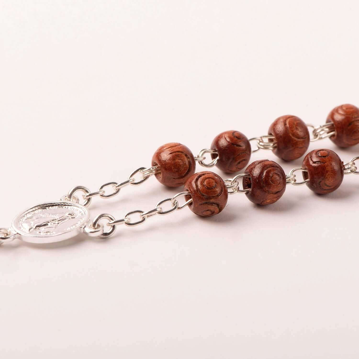 ROSEWOOD BEADS ROSARY - SILVER - Image 4