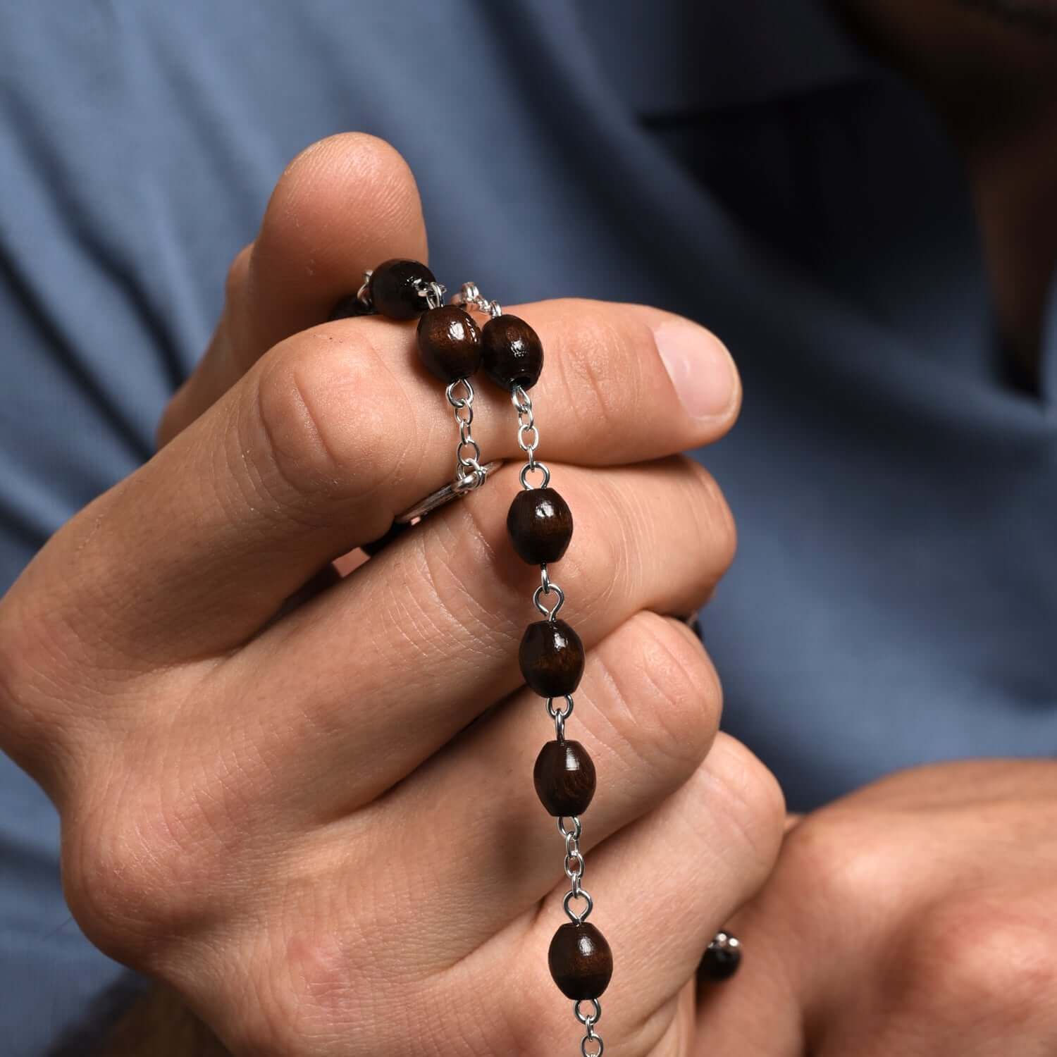 SAINT BENEDICT - WOODEN ROSARY - METAL - Image 3