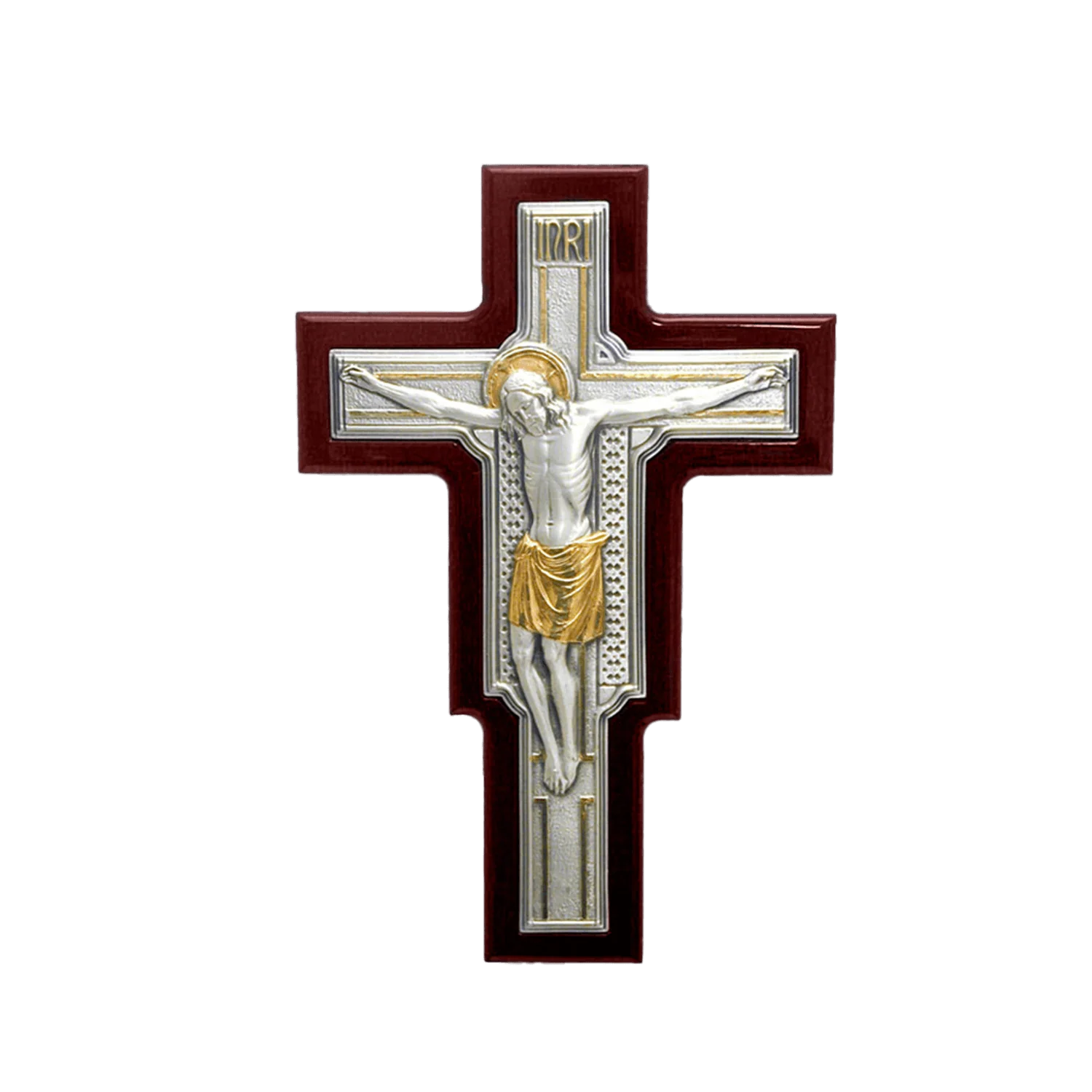 SILVER WALL CRUCIFIX - WOOD