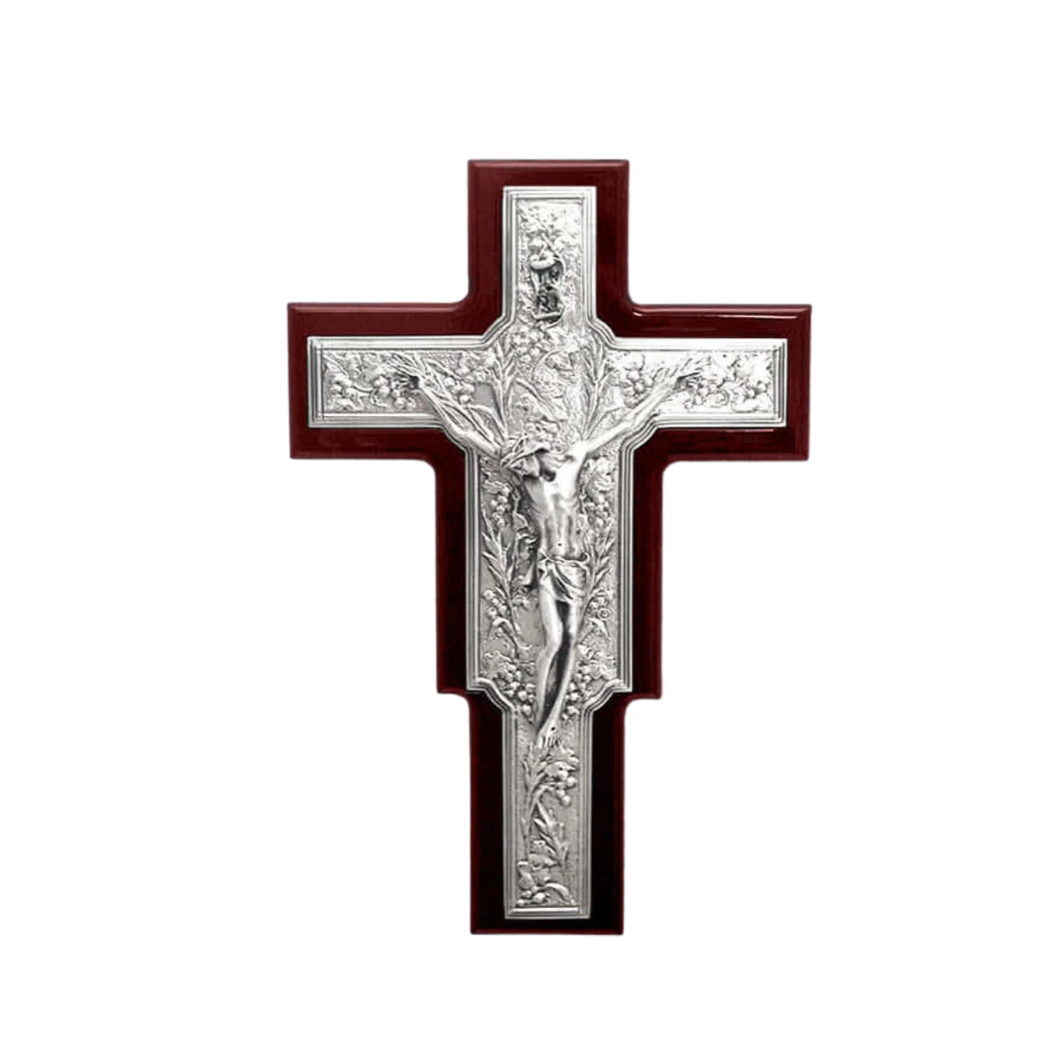 SILVER WALL CRUCIFIX - WOOD