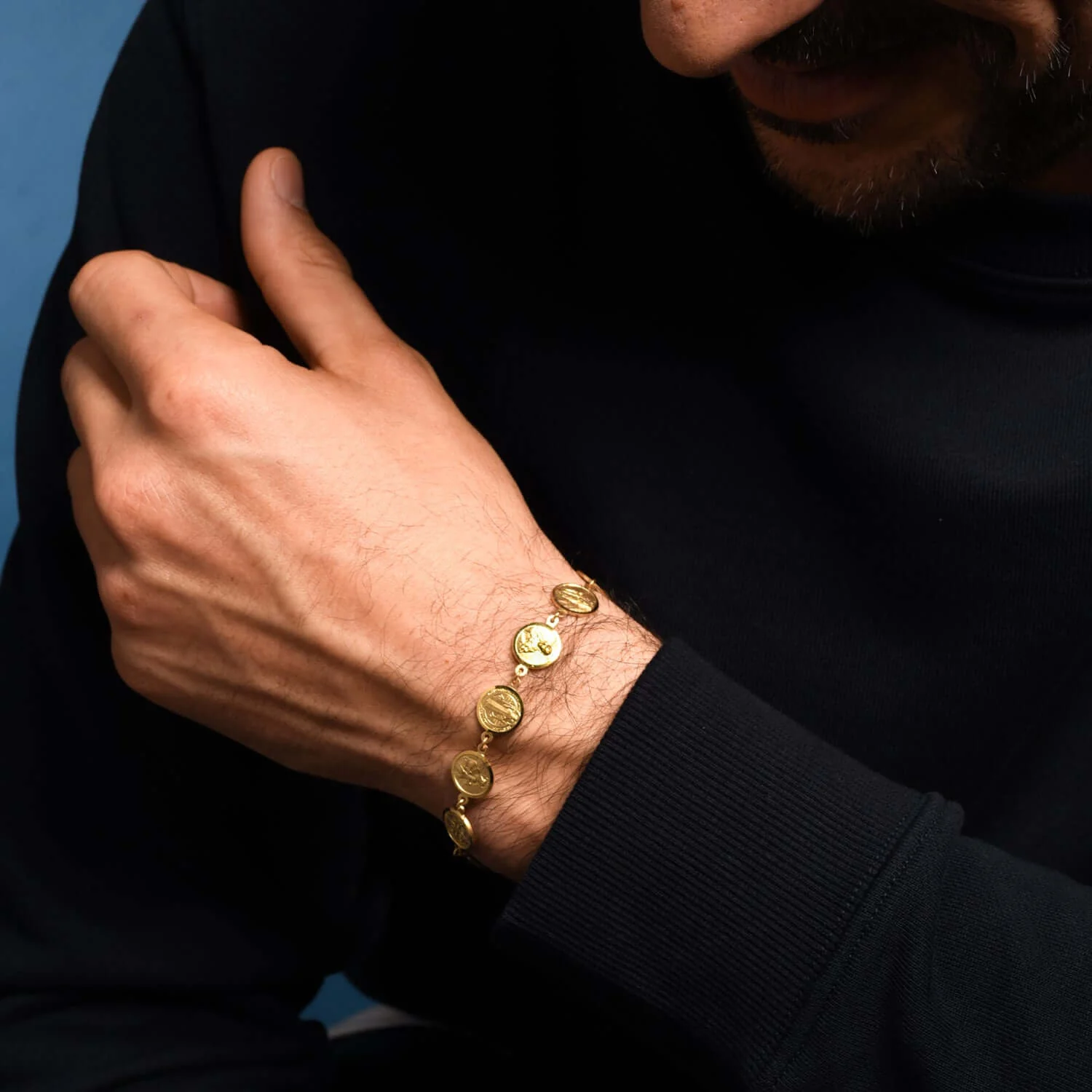 ST BENEDICT MEDAL & FOUR WAY CROSS - BRACELET - VERMEIL SILVER - Image 4