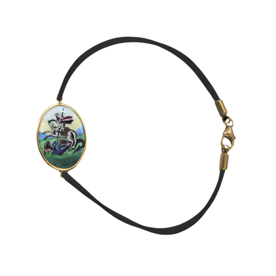 ST GEORGE BRACELET - PAINTED CERAMIC AND GOLD