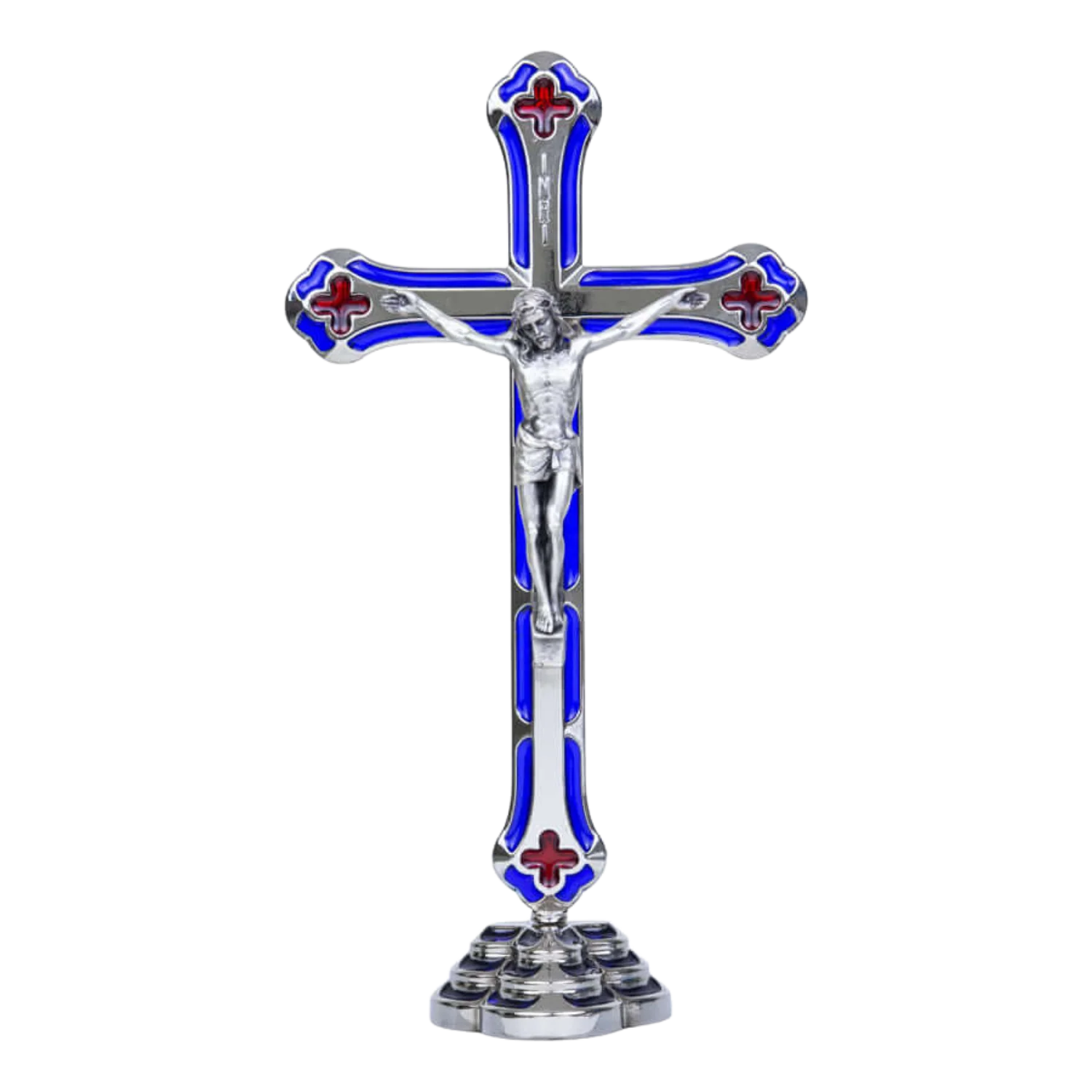 STANDING CRUCIFIX - BLUE METAL