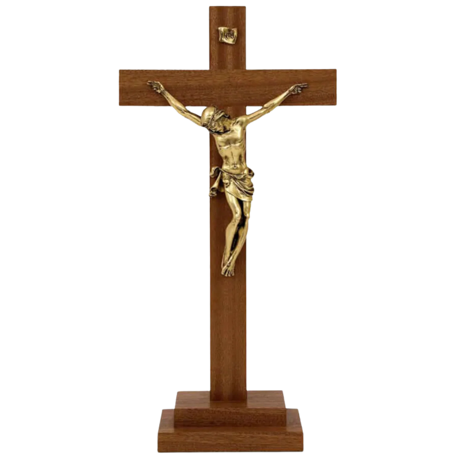 LARGE STANDING CRUCIFIX - WOOD AND METAL