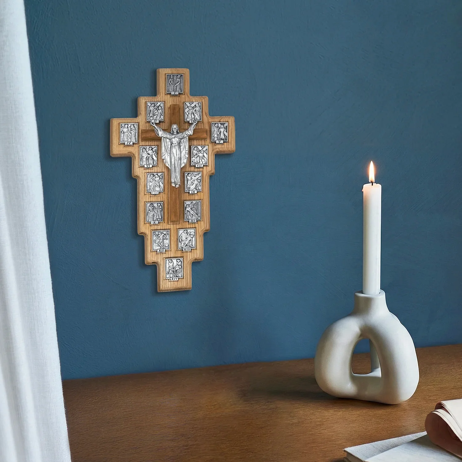 STATIONS OF THE CROSS - WALL CROSS - WOOD - Image 2