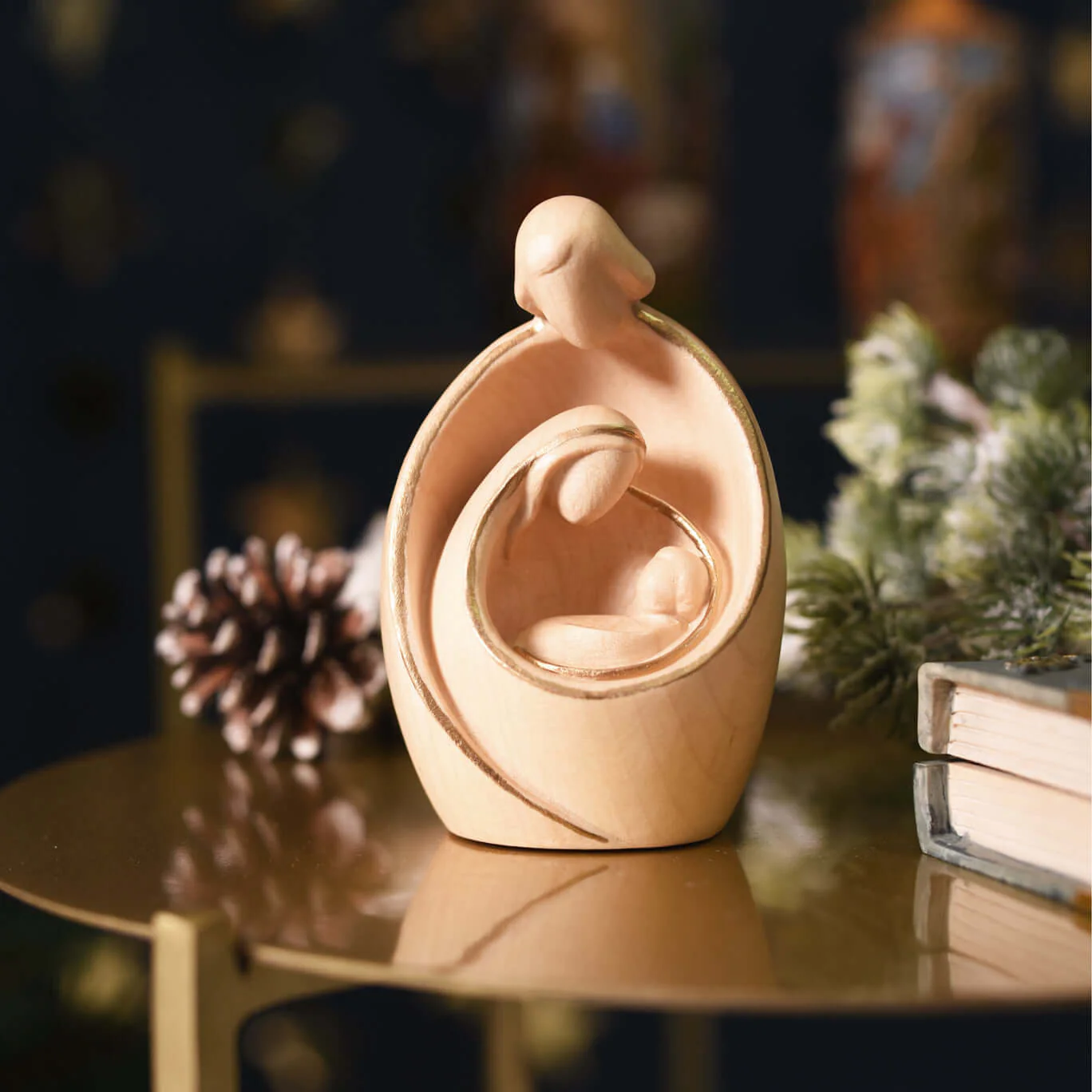 STYLIZED HOLY FAMILY - CHRISTMAS NATIVITY - NATURAL WOOD - Image 3