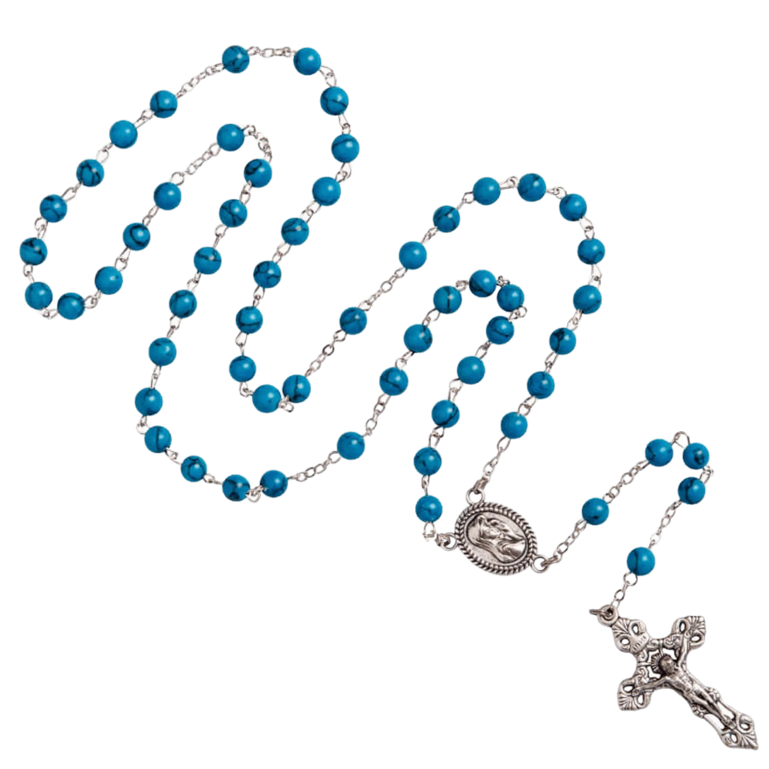 TURQUOISE ROSARY - METAL
