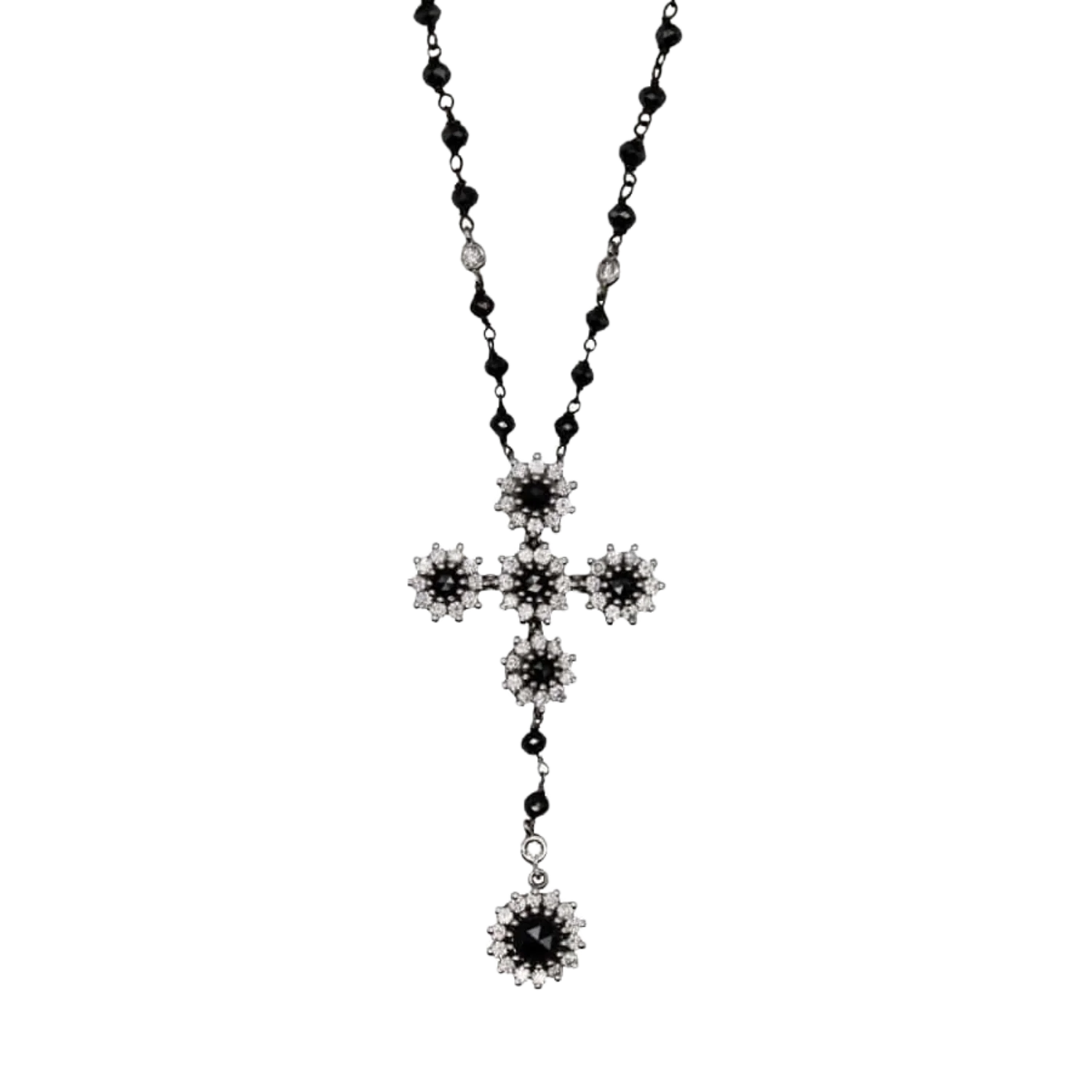 WHITE AND BLACK DIAMONDS NECKLACE - GOLD