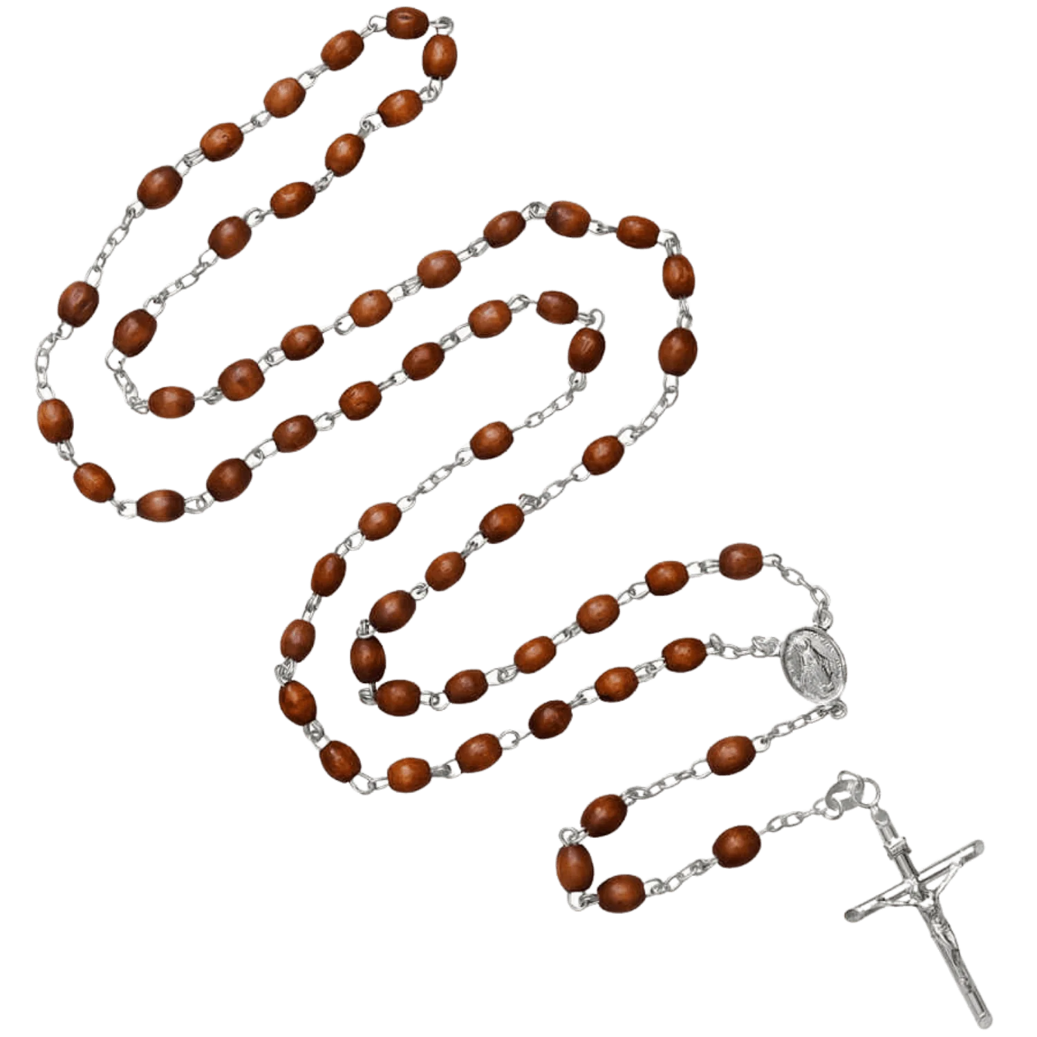 DARK ROSEWOOD BEADS ROSARY - SILVER